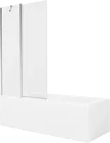 Vonia Mexen Cubik su apdaila ir stiklo sienele, 150x70 cm + 100 cm, Baltas+Chrome/Transparent