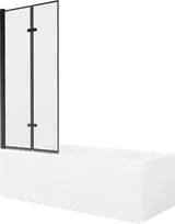 Vonia Mexen Cubik su apdaila ir stiklo sienele, 170x70 cm + 80 cm (II), Baltas+Juodas frame