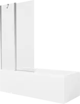 Vonia Mexen Cubik su apdaila ir stiklo sienele, 160x70 cm + 100 cm, Baltas+Chrome/Transparent