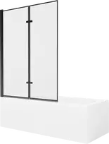 Vonia Mexen Cubik su apdaila ir stiklo sienele, 170x70 cm + 120 cm (II), Baltas+Juodas frame