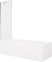 Vonia Mexen Vega su apdaila ir stiklo sienele, 180x80 cm + 60 cm, Baltas+Chrome/Transparent