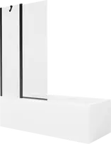 Vonia Mexen Cubik su apdaila ir stiklo sienele, 170x70 cm + 100 cm, Baltas+Juodas/Transparent