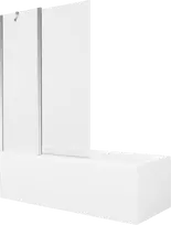 Vonia Mexen Cubik su apdaila ir stiklo sienele, 170x70 cm + 120 cm, Baltas+Chrome/Transparent