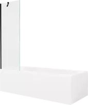 Vonia Mexen Vega su apdaila ir stiklo sienele, 180x80 cm + 60 cm, Baltas+Juodas/Transparent