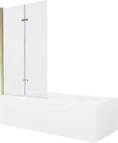 Vonia Mexen Vega su apdaila ir stiklo sienele, 160x70 cm + 100 cm (II), Baltas+Gold/Transparent