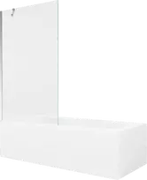 Vonia Mexen Vega su apdaila ir stiklo sienele, 180x80 cm + 100 cm, Baltas+Chrome/Transparent