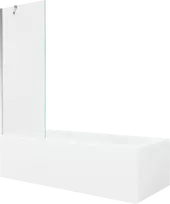 Vonia Mexen Vega su apdaila ir stiklo sienele, 180x80 cm + 70 cm, Baltas+Chrome/Transparent