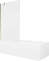 Vonia Mexen Vega su apdaila ir stiklo sienele, 180x80 cm + 100 cm, Baltas+Gold/Transparent