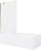 Vonia Mexen Vega su apdaila ir stiklo sienele, 170x70 cm + 100 cm, Baltas+Gold/Transparent