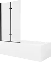 Vonia Mexen Vega su apdaila ir stiklo sienele, 150x70 cm + 100 cm (II), Baltas+Juodas/Transparent
