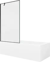 Vonia Mexen Vega su apdaila ir stiklo sienele, 180x80 cm + 100 cm, Baltas+Juodas frame