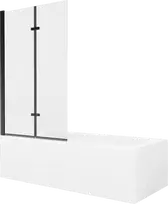 Vonia Mexen Vega su apdaila ir stiklo sienele, 160x70 cm + 100 cm (II), Baltas+Juodas/Transparent