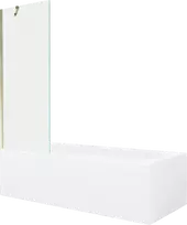Vonia Mexen Vega su apdaila ir stiklo sienele, 180x80 cm + 70 cm, Baltas+Gold/Transparent