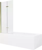 Vonia Mexen Vega su apdaila ir stiklo sienele, 150x70 cm + 80 cm (II), Baltas+Gold/Transparent