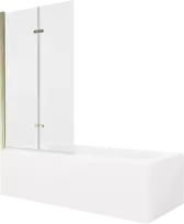 Vonia Mexen Vega su apdaila ir stiklo sienele, 150x70 cm + 100 cm (II), Baltas+Gold/Transparent