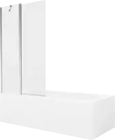 Vonia Mexen Vega su apdaila ir stiklo sienele, 160x70 cm + 100 cm, Baltas+Chrome/Transparent