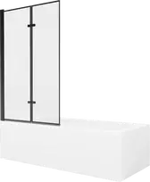 Vonia Mexen Vega su apdaila ir stiklo sienele, 160x70 cm + 100 cm (II), Baltas+Juodas frame