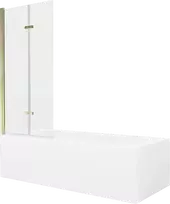 Vonia Mexen Vega su apdaila ir stiklo sienele, 170x70 cm + 80 cm (II), Baltas+Gold/Transparent