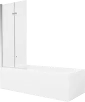 Vonia Mexen Vega su apdaila ir stiklo sienele, 170x70 cm + 80 cm (II), Baltas+Chrome/Transparent