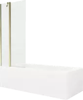 Vonia Mexen Vega su apdaila ir stiklo sienele, 150x70 cm + 80 cm, Baltas+Gold/Transparent