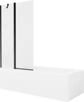 Vonia Mexen Vega su apdaila ir stiklo sienele, 160x70 cm + 100 cm, Baltas+Juodas/Transparent