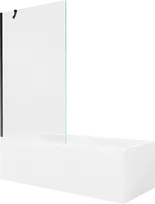 Vonia Mexen Cubik su apdaila ir stiklo sienele, 170x70 cm + 100 cm, Baltas+Juodas/Transparent