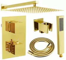 Potinkinis dušo komplektas su termostatu Mexen Cube 6in1, 30x30 cm, Gold