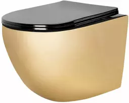 Klozetas pakabinamas Rea Carlo Mini Flat Gold/Juodas