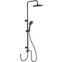 Dušo kolonėlė su lietaus dušu ir ausinėmis, juoda, 120 cm, WENKO