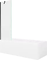 Vonia Mexen Cubik su apdaila ir stiklo sienele, 170x70 cm + 60 cm, Baltas+Juodas/Transparent