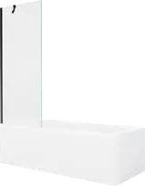 Vonia Mexen Cubik su apdaila ir stiklo sienele, 150x70 cm + 70 cm, Baltas+Juodas/Transparent