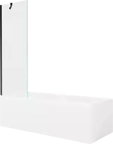 Vonia Mexen Cubik su apdaila ir stiklo sienele, 150x70 cm + 60 cm, Baltas+Juodas/Transparent