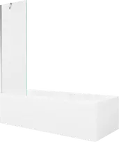 Vonia Mexen Vega su apdaila ir stiklo sienele, 150x70 cm + 60 cm, Baltas+Chrome/Transparent