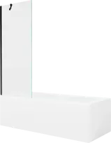 Vonia Mexen Cubik su apdaila ir stiklo sienele, 160x70 cm + 70 cm, Baltas+Juodas/Transparent