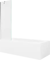 Vonia Mexen Vega su apdaila ir stiklo sienele, 160x70 cm + 60 cm, Baltas+Chrome/Transparent