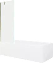Vonia Mexen Vega su apdaila ir stiklo sienele, 150x70 cm + 70 cm, Baltas+Gold/Transparent