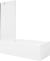 Vonia Mexen Vega su apdaila ir stiklo sienele, 170x70 cm + 80 cm, Baltas+Chrome/Transparent