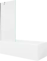 Vonia Mexen Cubik su apdaila ir stiklo sienele, 160x70 cm + 80 cm, Baltas+Chrome/Transparent