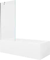 Vonia Mexen Vega su apdaila ir stiklo sienele, 150x70 cm + 80 cm, Baltas+Chrome/Transparent