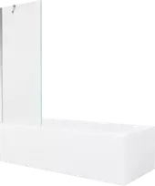 Vonia Mexen Vega su apdaila ir stiklo sienele, 160x70 cm + 70 cm, Baltas+Chrome/Transparent