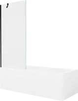 Vonia Mexen Cubik su apdaila ir stiklo sienele, 160x70 cm + 80 cm, Baltas+Juodas/Transparent
