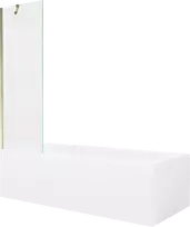 Vonia Mexen Vega su apdaila ir stiklo sienele, 150x70 cm + 60 cm, Baltas+Gold/Transparent
