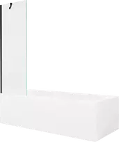 Vonia Mexen Vega su apdaila ir stiklo sienele, 170x70 cm + 60 cm, Baltas+Juodas/Transparent