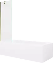 Vonia Mexen Vega su apdaila ir stiklo sienele, 170x70 cm + 60 cm, Baltas+Gold/Transparent