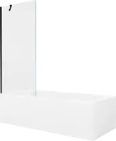 Vonia Mexen Vega su apdaila ir stiklo sienele, 150x70 cm + 80 cm, Baltas+Juodas/Transparent