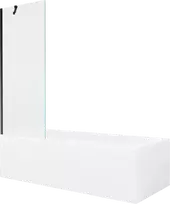 Vonia Mexen Vega su apdaila ir stiklo sienele, 160x70 cm + 70 cm, Baltas+Juodas/Transparent