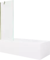 Vonia Mexen Vega su apdaila ir stiklo sienele, 170x70 cm + 70 cm, Baltas+Gold/Transparent