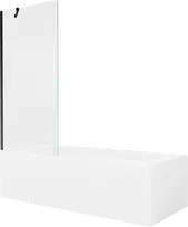 Vonia Mexen Vega su apdaila ir stiklo sienele, 170x70 cm + 80 cm, Baltas+Juodas/Transparent