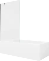 Vonia Mexen Vega su apdaila ir stiklo sienele, 150x70 cm + 100 cm, Baltas+Chrome/Transparent