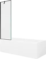 Vonia Mexen Cubik su apdaila ir stiklo sienele, 160x70 cm + 60 cm, Baltas+Juodas frame